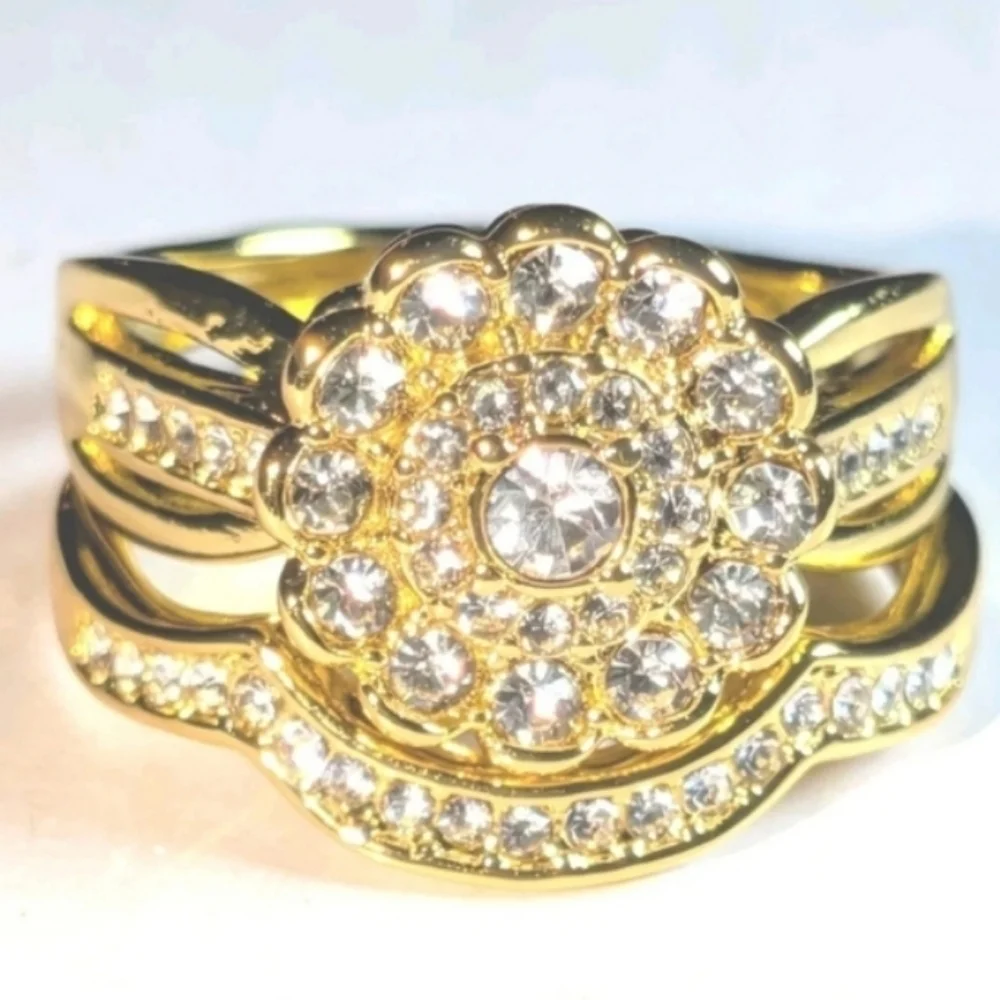 Womens 5ct Round Cut Lab Created Diamond Flower Shaped Wedding Ring Set Sz9